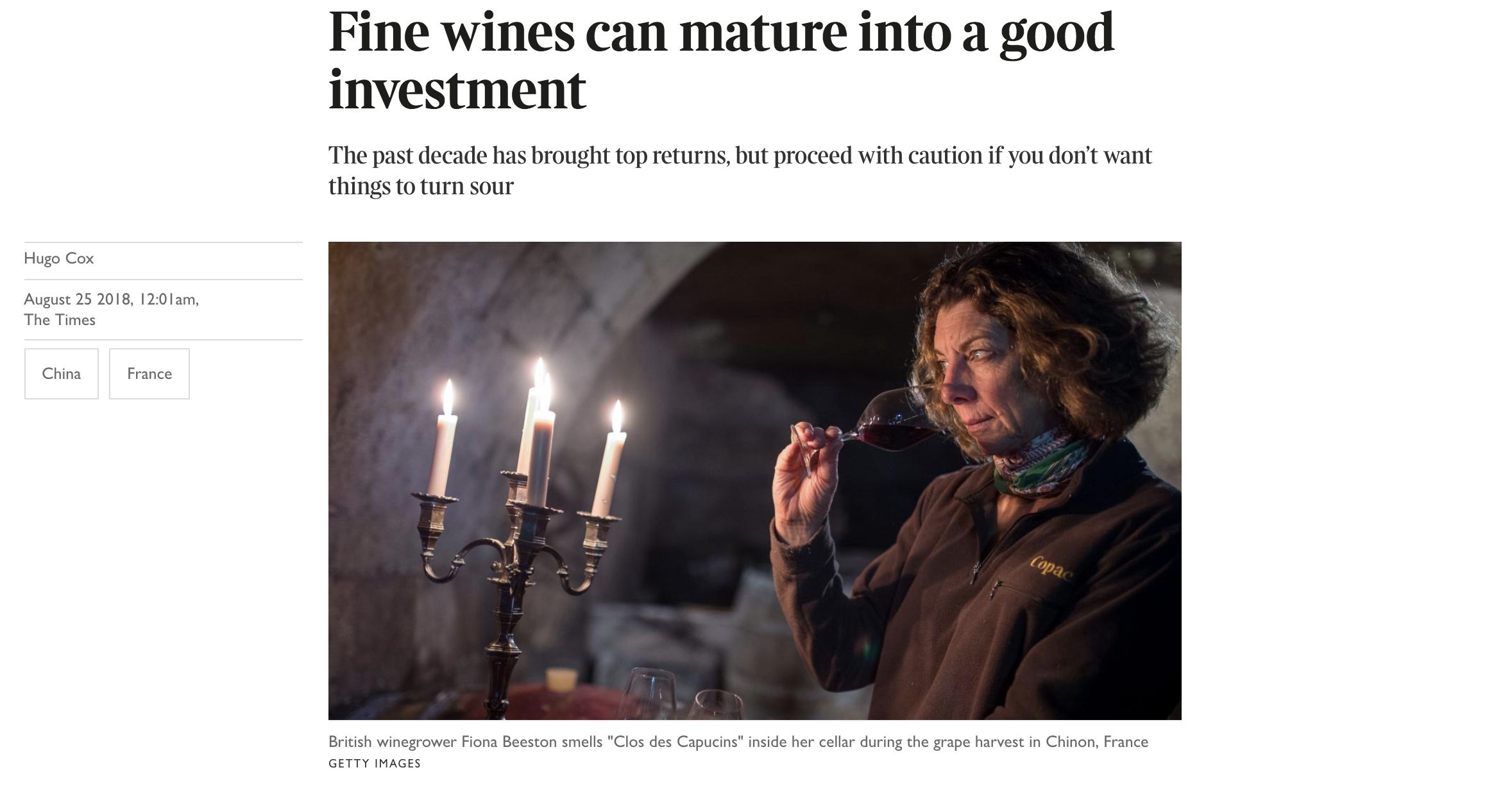 The Times - Wine Owners - Fine wine investment
