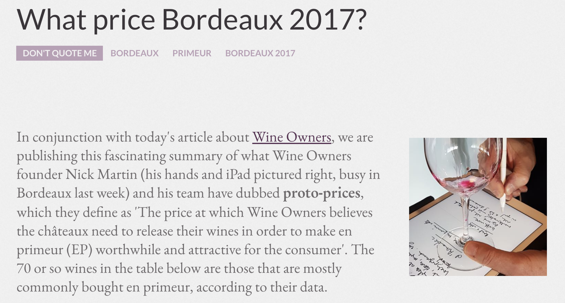 Jancis Robinson What Price Bordeaux 2017